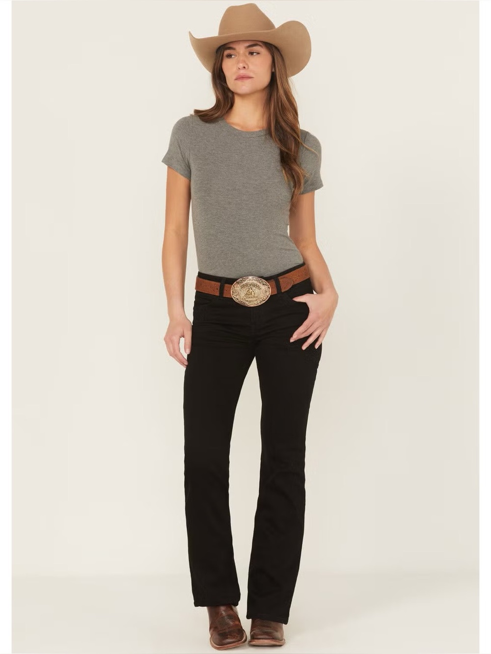 WRANGLER WOMEN'S BLACK MID RISE BOOTCUT JEANS
